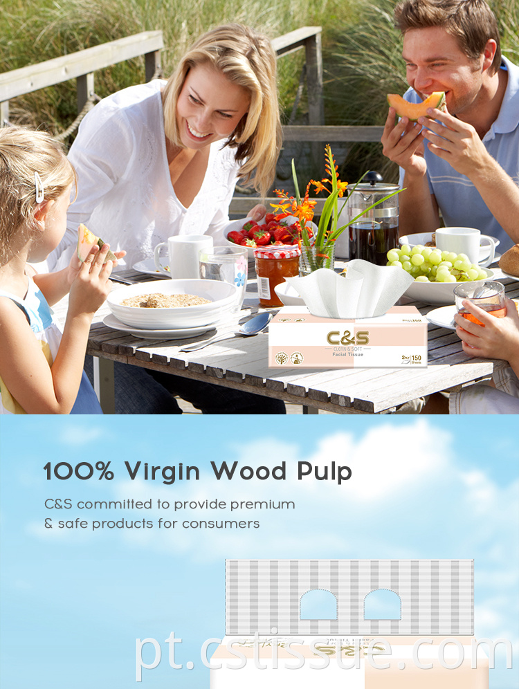 Preço da fábrica 100% Virgin Wood Pulp Hanky ​​Biodegradable mole Pack Facial Facial